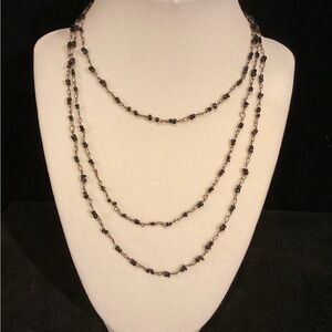 Vintage black & antique chrome long necklace. Can doubled for the layered look.